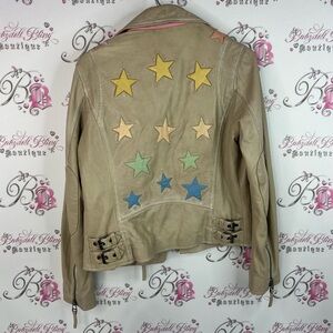 Mauritius coat jacket blazer stars lambs leather Chic Tan Leather Jacket
